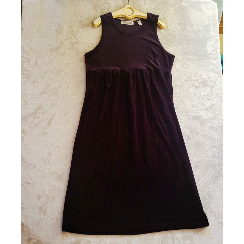VTG 90s Cozy Black Velvet Velour Sleeveless Jumper Dress Relaxed Karen Scott